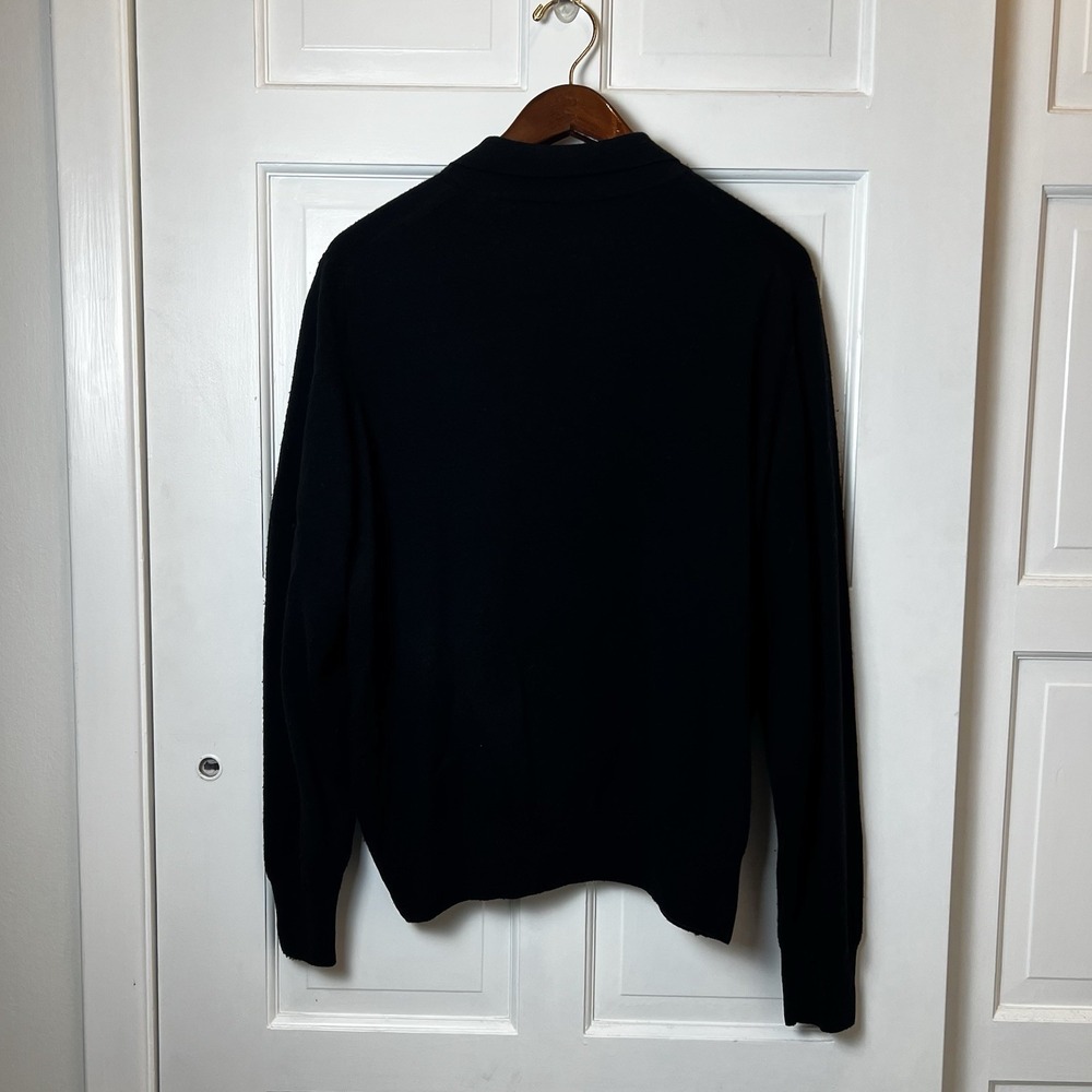 Saks Fifth Avenue Sweater Mens XL Black Virgin Wool Pullover Sweater - Picture 2 of 5